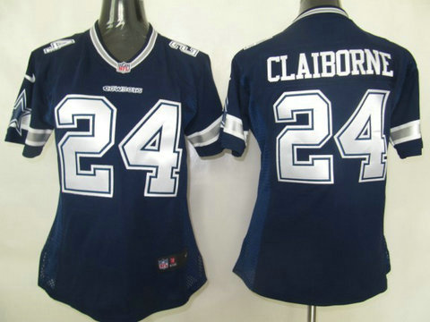 NFL Dallas cowboys 24 Claiborne Nike Blue Game Women Jerseys